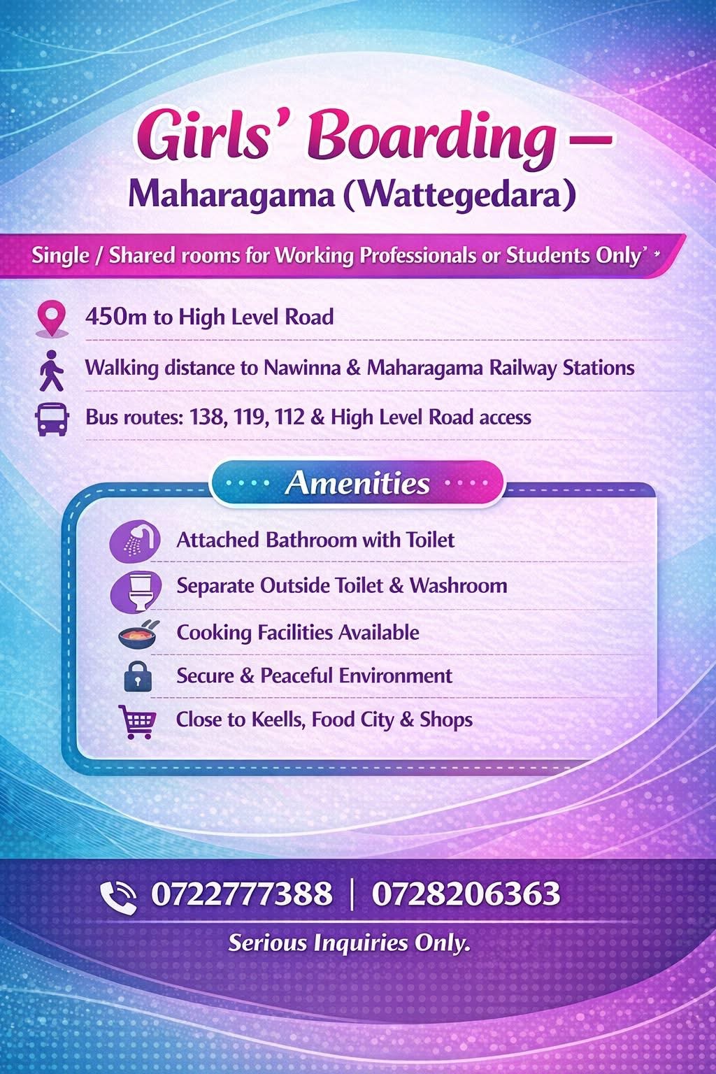 Boarding For Girls Near Navinna/Maharagama
