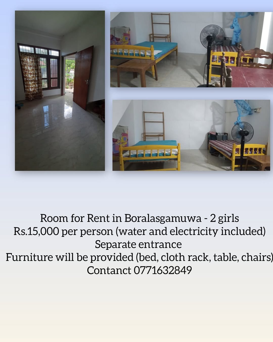 Room for Rent in Boralasgamuwa - 2 girls