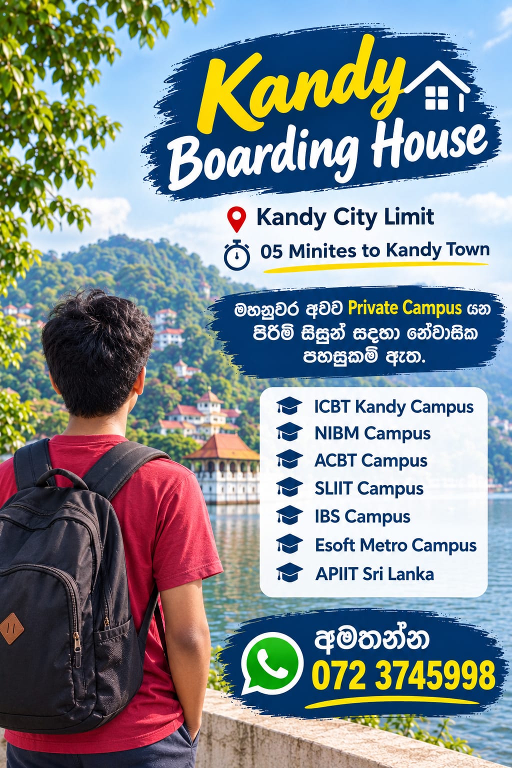 Kandy Boarding Rooms Available For Private University Boys